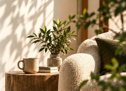 A warm, private space with an armchair and plant representing KOIKONA's unhurried conversation environment